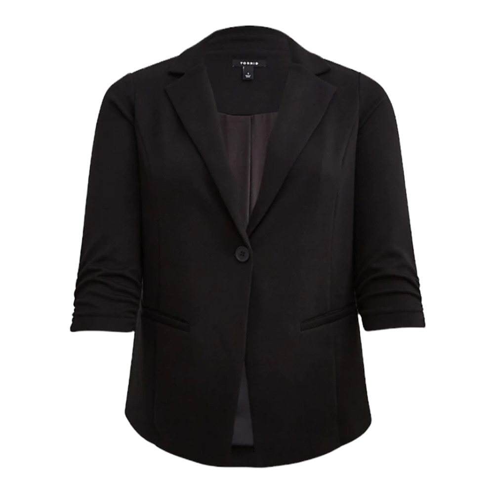 Torrid NWT Single Button Studio Cupro Classic Blazer Black Size 5X 28 3/4 Sleeve